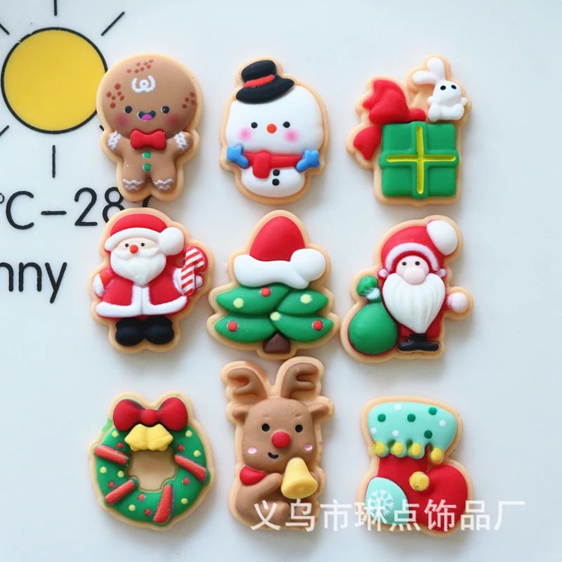 10Pc New Mini Kawaii Christmas Series Resin Flat Back Caboch