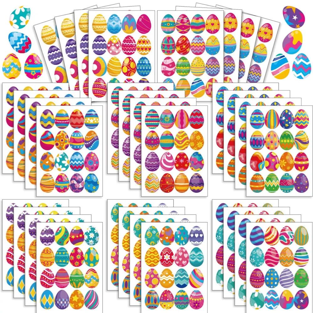 8/16Sheets Cartoon Easter Eggs Puzzle Stickers Make Your Own