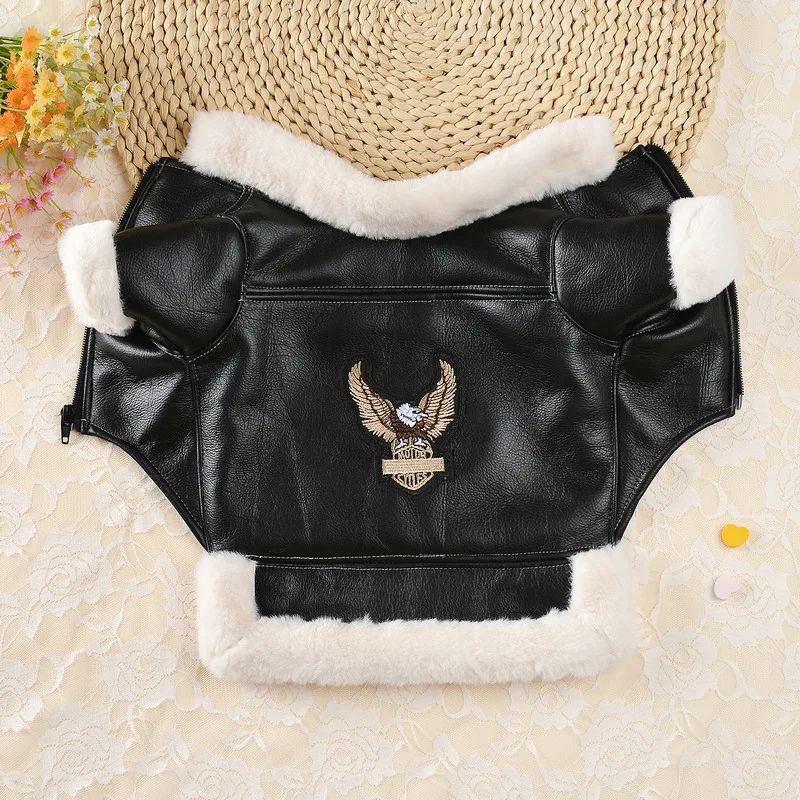 Winter Dog Clothes Pet Dog Plus Velvet Warm Thickening Leath
