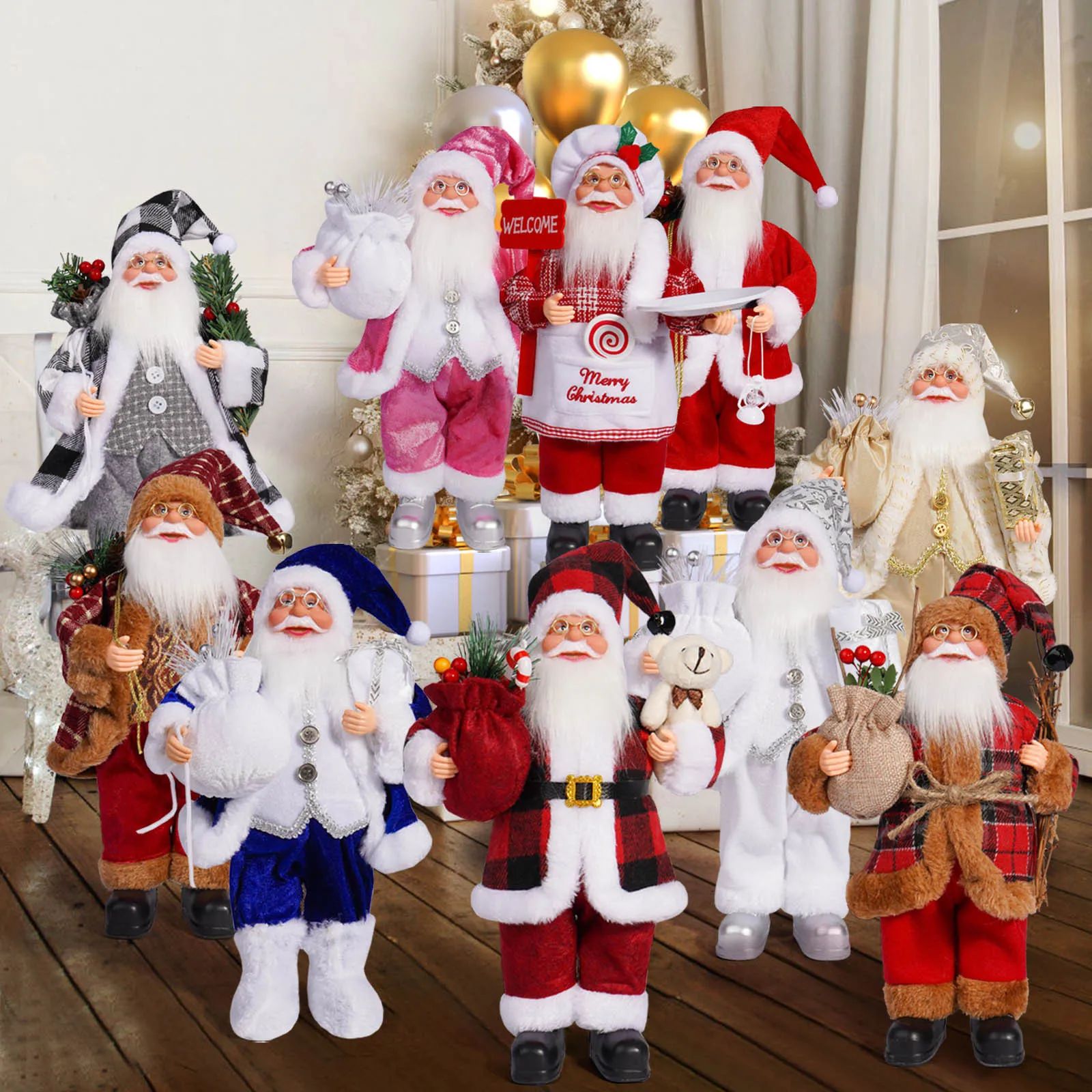 Christmas 12-inch Santa Figure Standing Santa Doll Window De