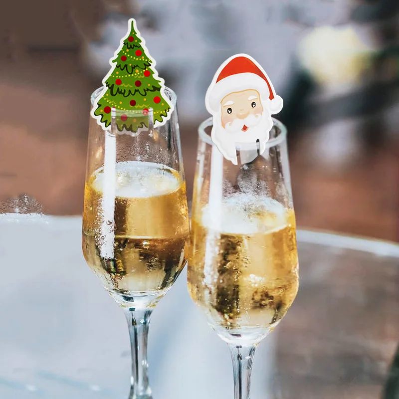 Christmas Decorations for Home Santa Hat Wine 10pcs/set Chri