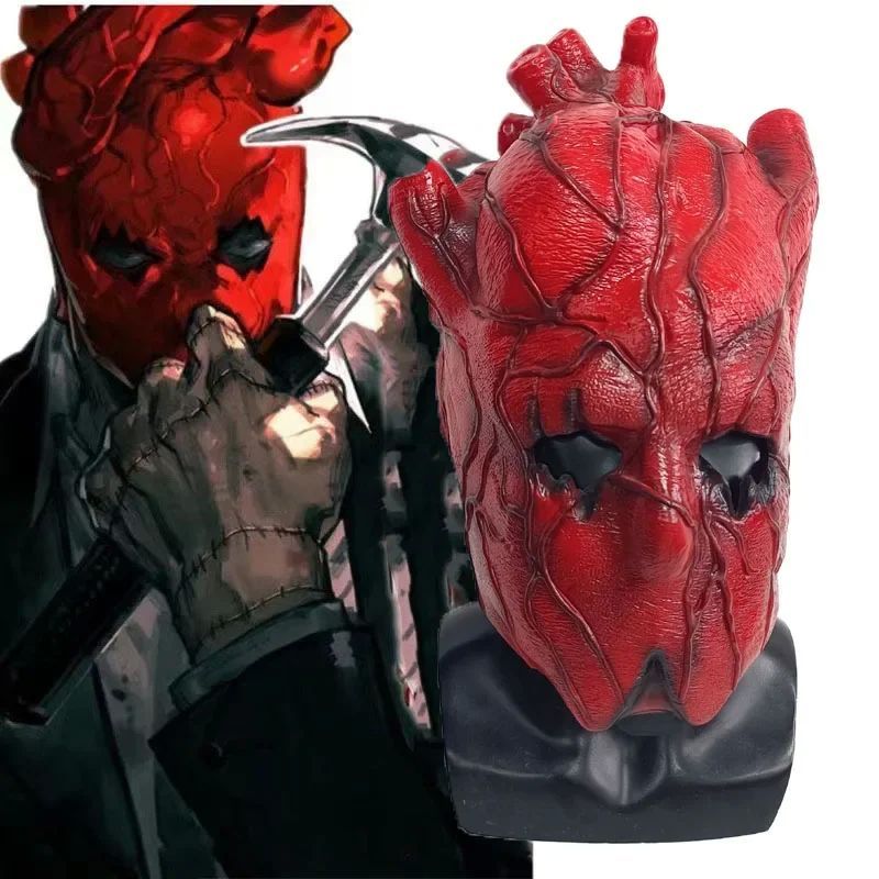 Shin Heart Red Mask Cosplay Costume Scary Bloody Latex Helme