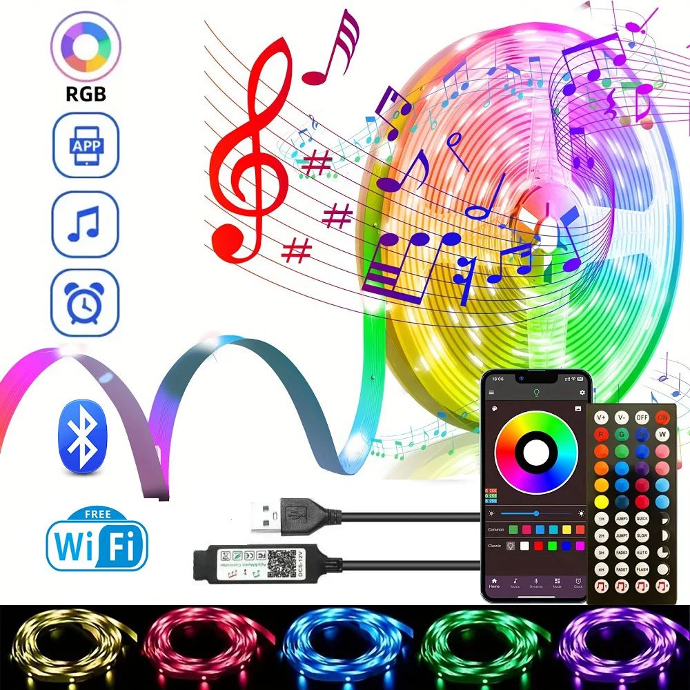 Led Strip Lights Usb 5V Wifi Led Lights For Room Wall Decora