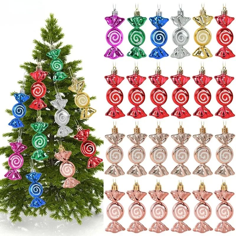 6pcs Christmas Candy Pendant Colorful Candy Props Christmas