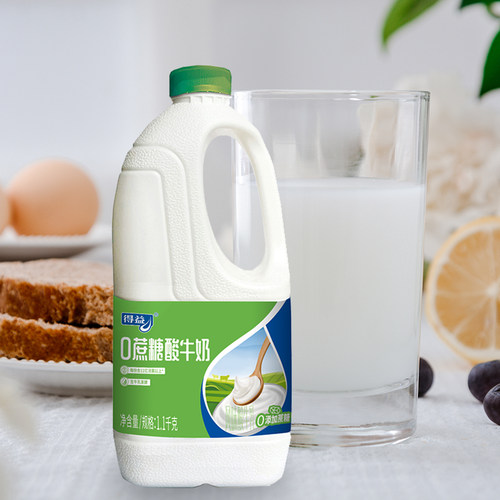 得益0蔗糖大桶酸奶桶装1.1kg/桶无蔗糖风味酸牛奶生牛乳低温酸奶 - 封面