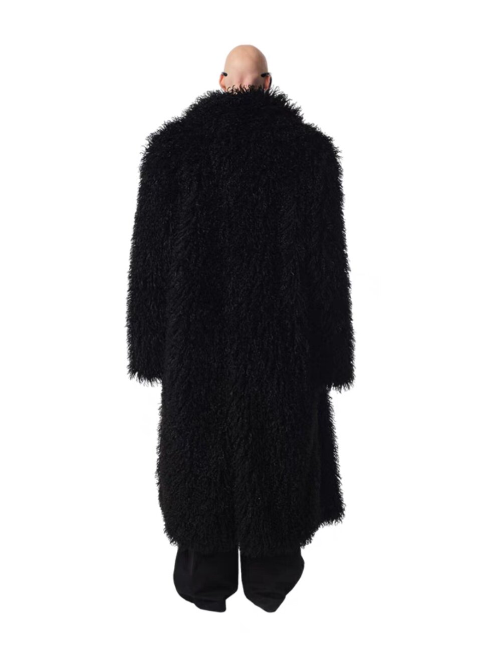 MENS AUTUMN AND WINTER LAMB FUR COAT BEACH WOOL LONG COAT PERSONALITY EUROPEAN AND AMERICAN STYLE TOKA ROLL WOOL WINDBREAKER