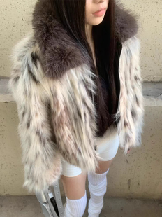 2025新款豹纹斑点环保皮草海宁流行年轻狐狸毛厚外套女冬季