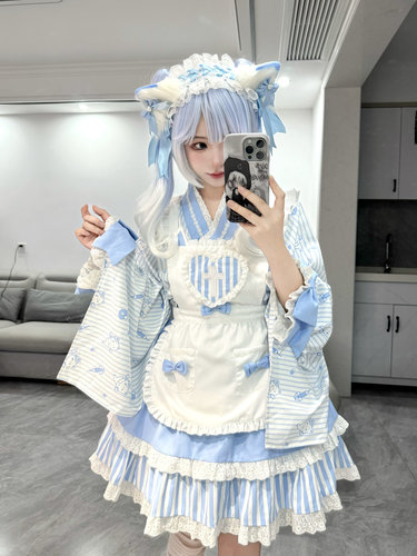 Rabbit killer小兔刺客原创新款病院幽灵和风女仆条纹套装裙