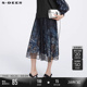 sdeer圣迪奥春装 松紧印花网纱拼接A字半身裙S221Z1119 女装