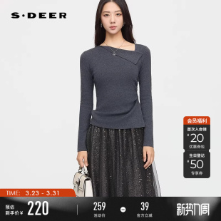 针织衫 sdeer圣迪奥女装 不规则领打底修身 时尚 S253Z3511 春秋装