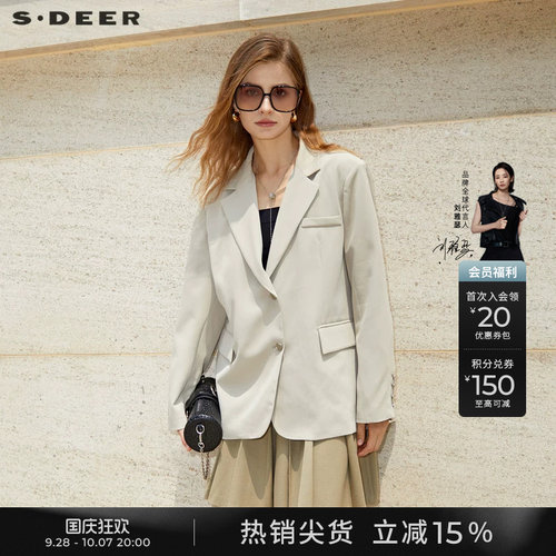 s.deerOL风单排扣宽松西装外套