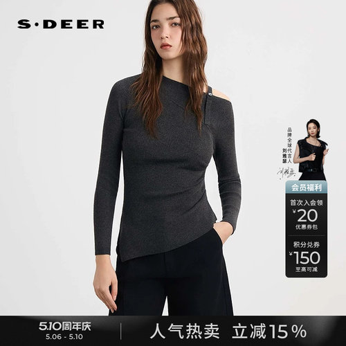 sdeerOL风圆领不规则修身针织衫