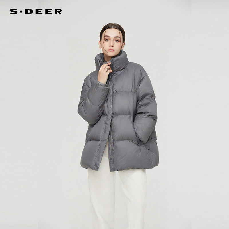 sdeer立领加厚蓬松长款羽绒服