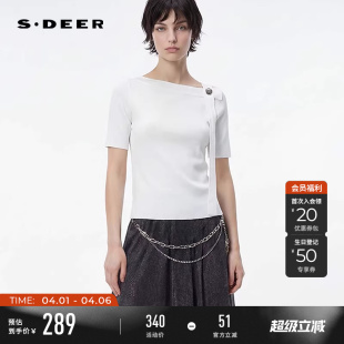 OL风不规则领露肩拼接针织衫 S262Z3514 26年夏新品 sdeer圣迪奥女装