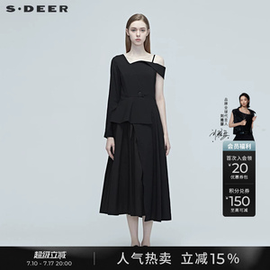 sdeer圣迪奥女装夏季衬衫裙子质感高级感性感吊带连衣裙S20281279