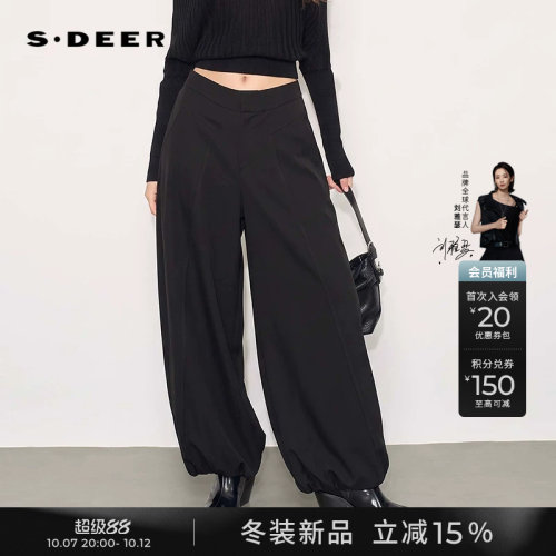 sdeerOL风高腰插袋阔腿裤
