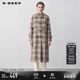 sdeer圣迪奥冬季 女装 学院风连帽格纹羊角扣毛呢大衣S244Z2504