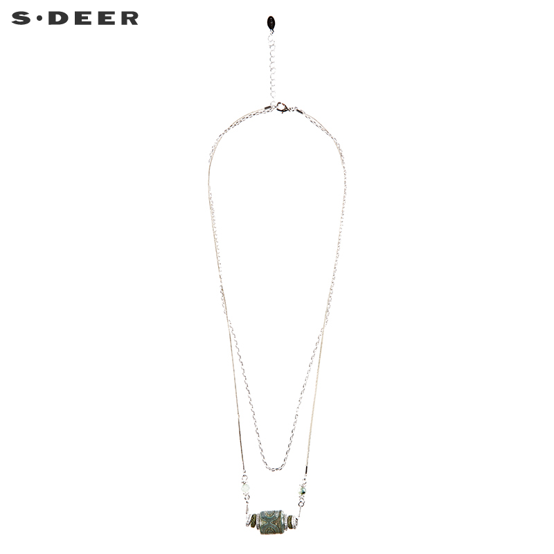 sdeer圣迪奥复古玛瑙吊坠双层项链S223843C2