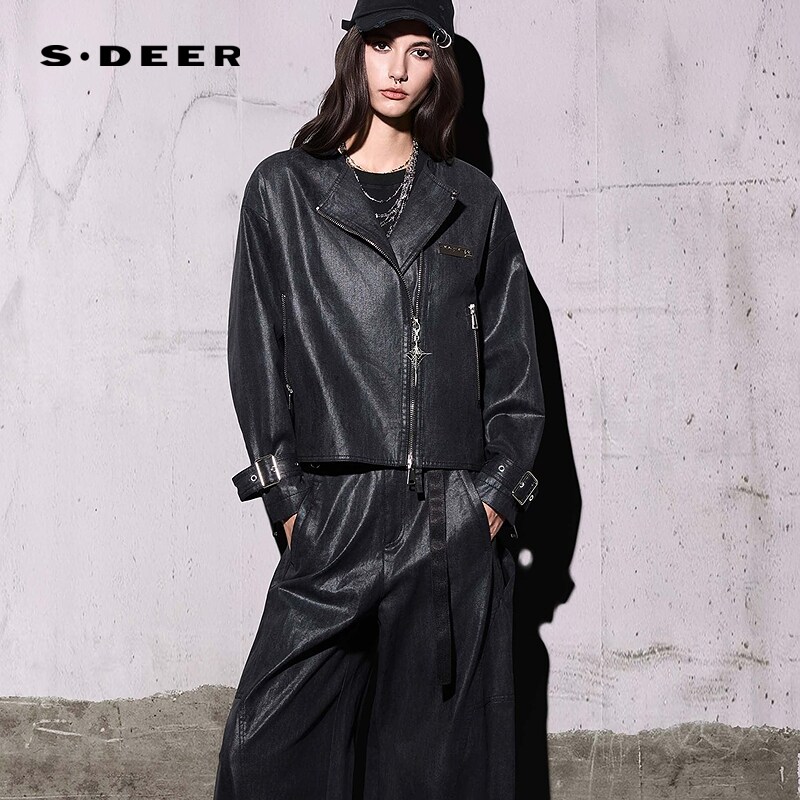 【李歪歪同款】sdeer圣迪奥女波嬉风字母牛仔短款外套S26182201