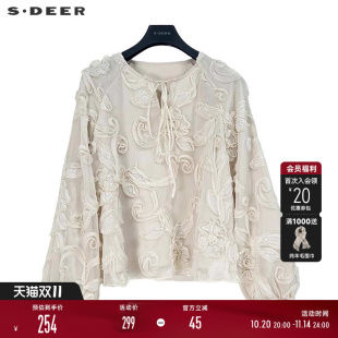 衬衫 系带圆领肌理插肩袖 S253Z0530 25年新品 sdeer圣迪奥女装
