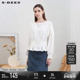 sdeer圣迪奥春装 文艺复古一字领肌理压褶宽松卫衣女S24162202