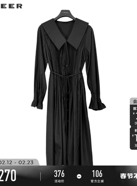 sdeer圣迪奥春秋装女装学院风娃娃领风琴褶连衣裙S243Z1221