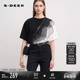 T恤S252Z0102 女欧根纱撞色拼接短袖 流动金属 sdeer圣迪奥新品
