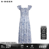 sdeer圣迪奥夏装 女装 度假风荷叶边连衣裙S252Z1281