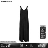 女装 时尚 肌理压褶背带阔腿裤 sdeer圣迪奥夏季 长裤 S242Z1003