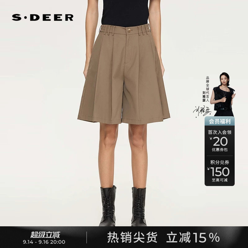 sdeerOL风拼接压褶插袋西装中裤图片