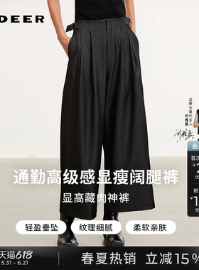 sdeer圣迪奥女装26年新品通勤老钱风高腰肌理压褶阔腿裤S261Z0802