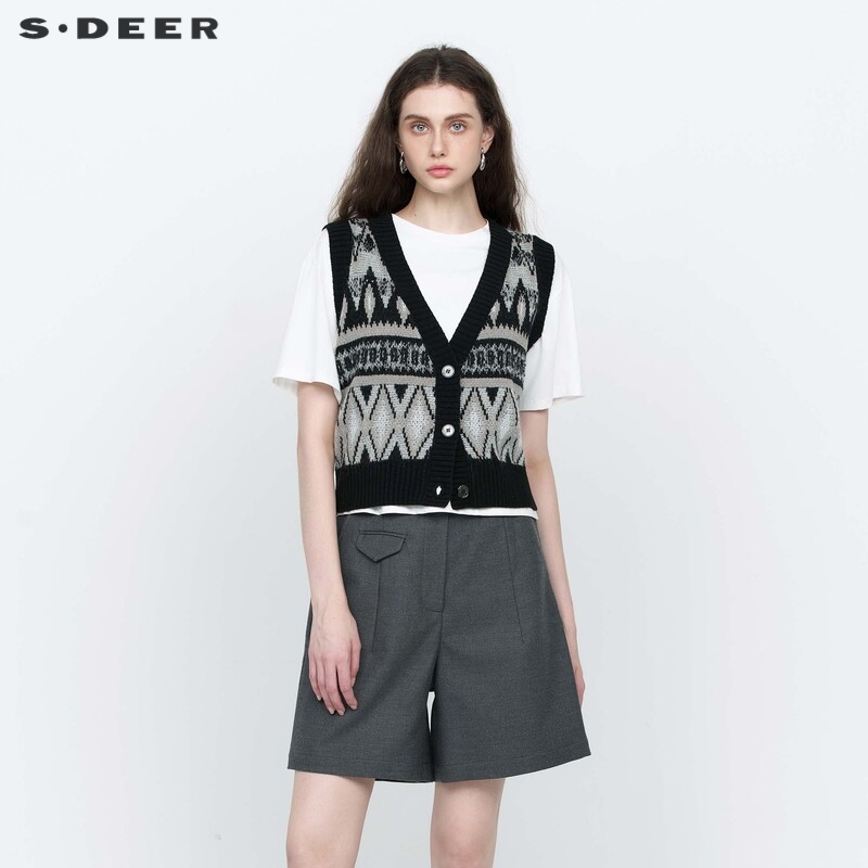 s.deer慵懒针织背心针织外套
