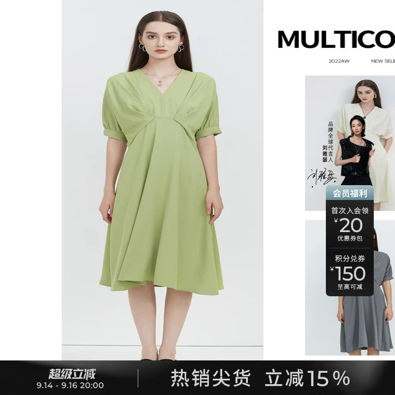 s.deer泡泡袖法式高级感长裙图片