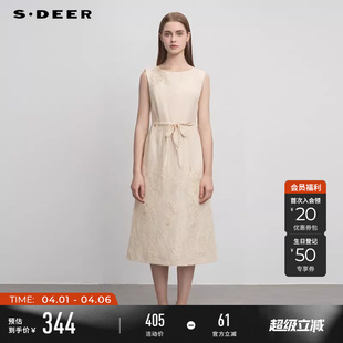 田园风圆领收腰绣花无袖 连衣裙S252Z1229 夏季 sdeer圣迪奥女装