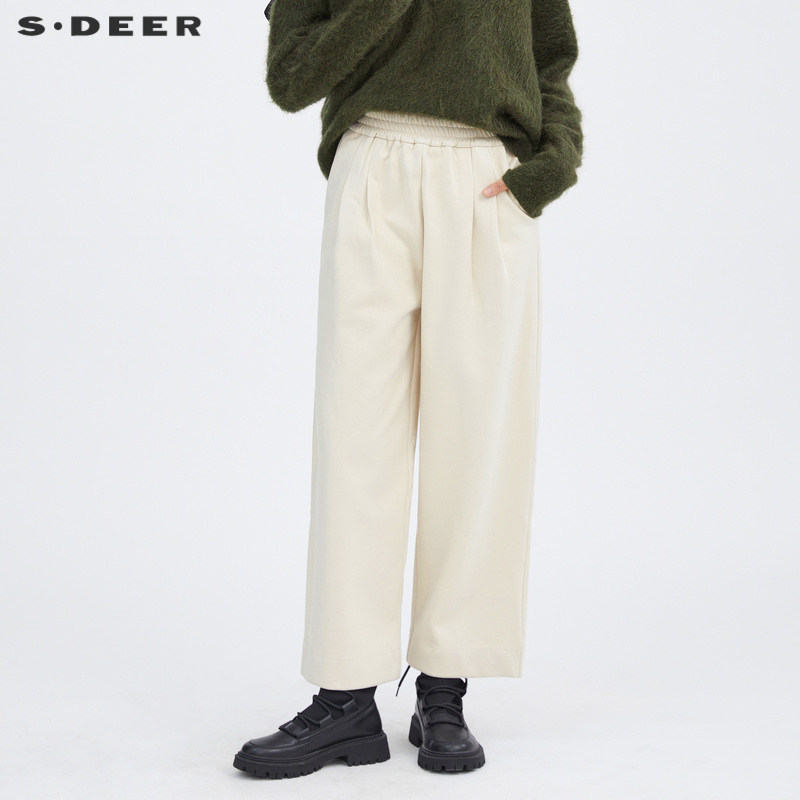 【直播间专属】sdeer圣迪奥女装休闲松紧阔腿直筒长裤S214Z0803怎么看?