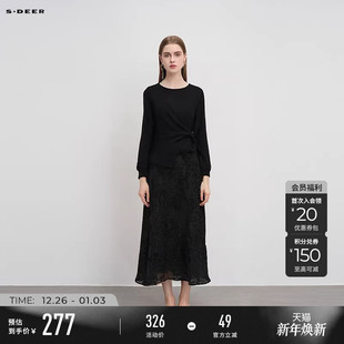 sdeer圣迪奥2025春秋装 连衣裙S241Z1221 圆领收腰绣花新中式