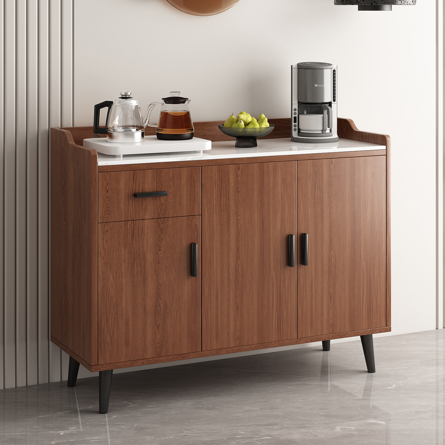 岩板餐边柜现代简约靠墙办公室储物柜子多功能厨房轻奢客厅茶水柜