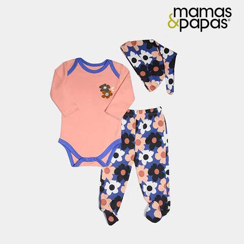 mamas&papas婴儿连体衣四季包屁衣爬服裤子帽子套装跨境童装3件套