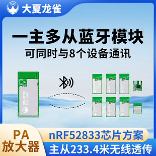 大夏龙雀1连8主机蓝牙模块无线串口透传输BLE5.1组网模组BT33