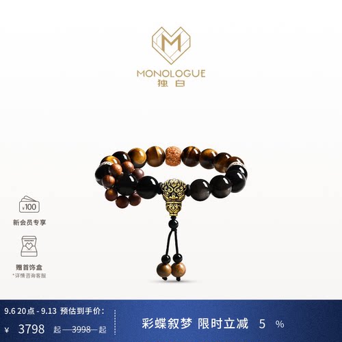 MONOLOGUE独白北纬三十度复古黄金浮雕貔貅手串MRV101生日礼物
