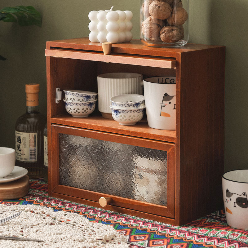 实木桌面茶具咖啡杯化妆品收纳盒