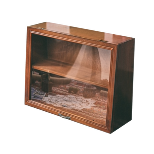 桌面马克杯子收纳盒玻璃柜盲盒收纳手办展示柜香水化妆品木质复古