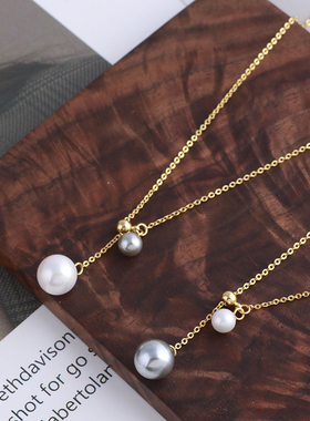 特价温柔风Y字拉豆可调节灰白珍珠简约气质项链毛衣链INS小众设计