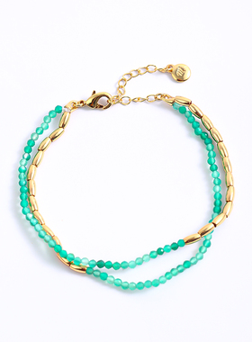 小众蓝色珠珠金属拼色手链