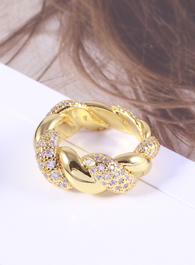 复古个性麻花时髦冷淡金属戒指