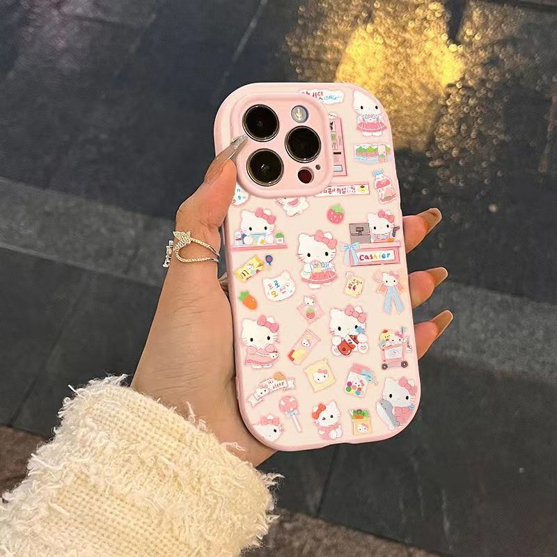 草莓猫咪适用iPhone15手机壳苹果14创意13/17可爱潮12ProMax防摔11全包XR日韩XSMAX硅胶女新款16/8plus保护套