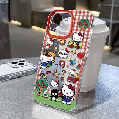格纹kt猫新款iPhone17ProMax手机壳适用苹果16可爱15新14Pro机壳13PM套14Plus全包12女款11保护16e外壳2025ip