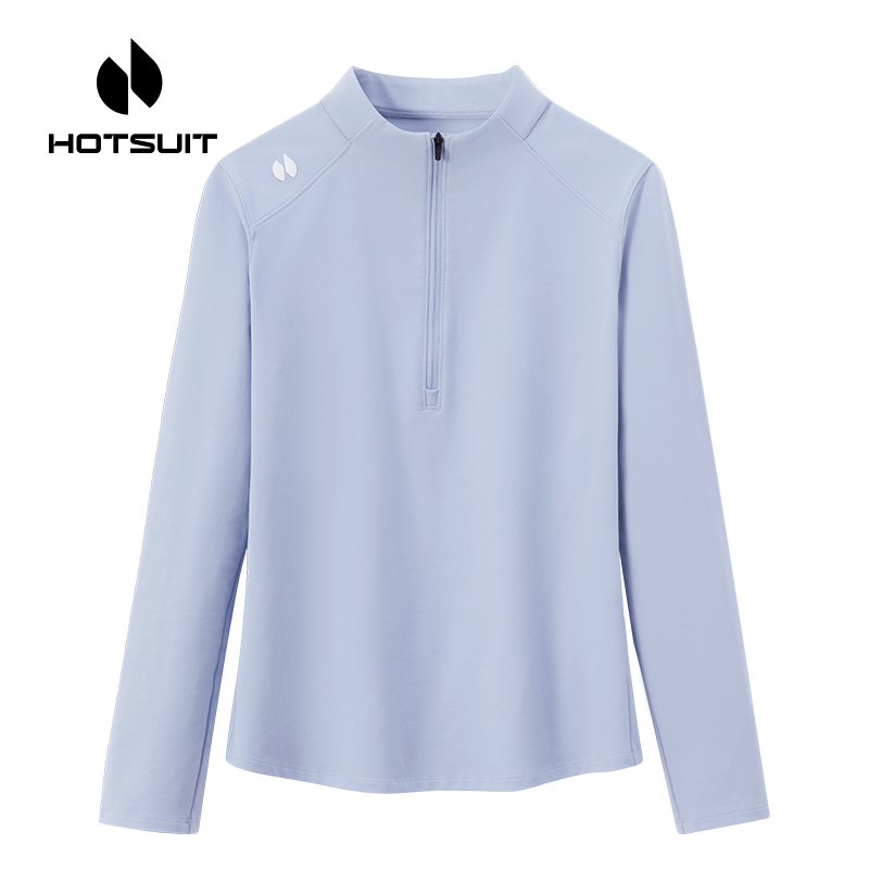 后秀半拉链透气通勤女士长袖T恤