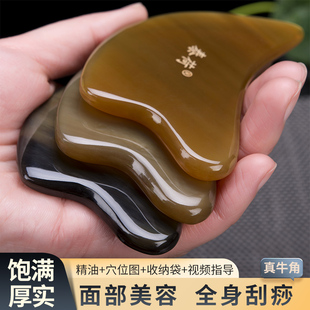 白水牛角刮痧板面部美容刮脸部拨筋棒眼部背肩颈专用全身通用正品