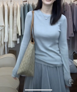 2025年清冷感禅意风温柔宽松慵懒冷清感针织上衣棉麻大摆半身裙女